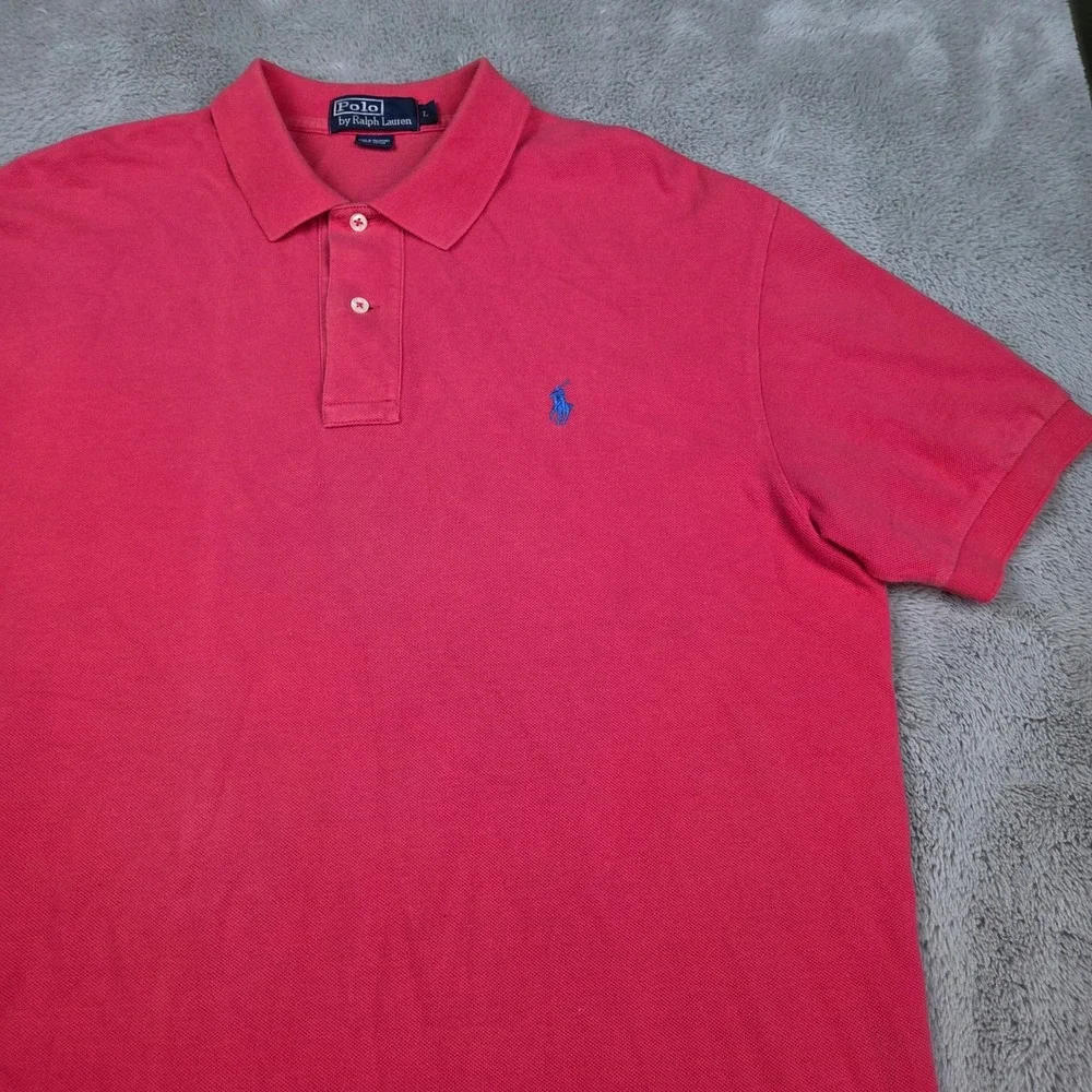 Polo Ralph Lauren Polo Mens L Short Sleeve Pique Pony Logo Salmon Pink Classic